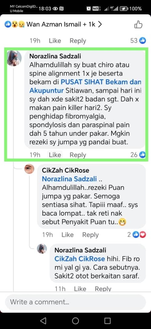 Screenshot of a real Pusat Sihat client review
